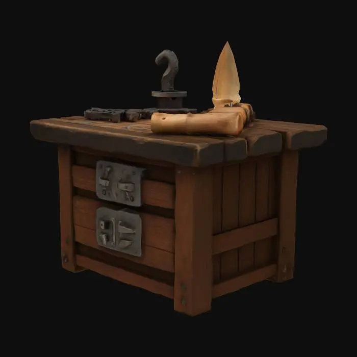 3D model for Table with primitive magitek tools for workshop