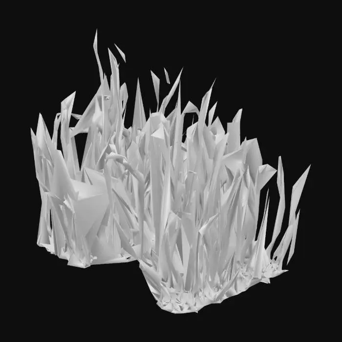3D model for Blighted, corrupted grass with dark, brittle blades tinged with sickly purple or green. Patches glow faintly or ooze with toxic fluid. Some blades twist unnaturally, as if warped by dark magic. The ground beneath is cracked or slimy, radiating a cursed, unnatural aura. Horror-fantasy style, eerie and diseased.