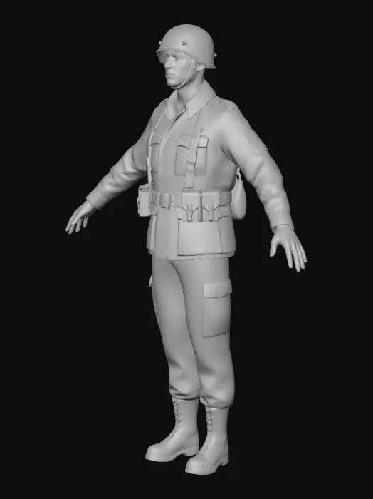 3D model for Soldier in Uniform in T-Pose