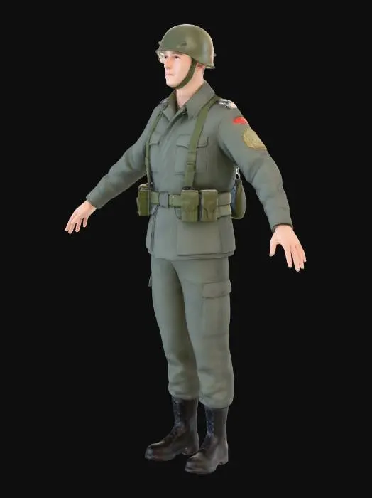3D model for Soldier in Uniform in T-Pose