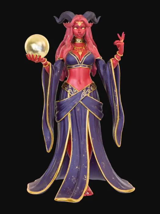 3D model for A female Teifling fortuneteller full body image