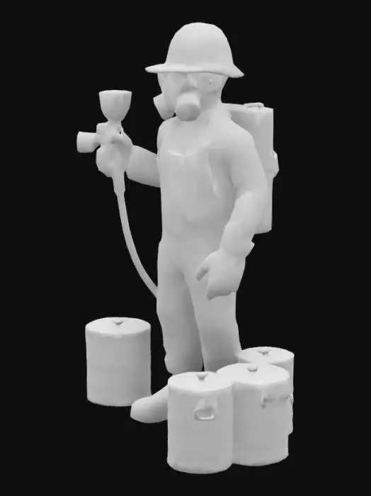 3D model for worker in paint shop with all bhp equipment