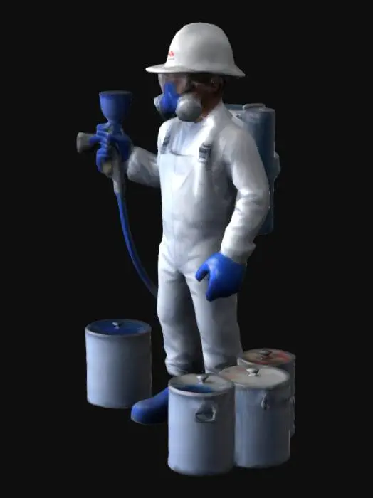 3D model for worker in paint shop with all bhp equipment