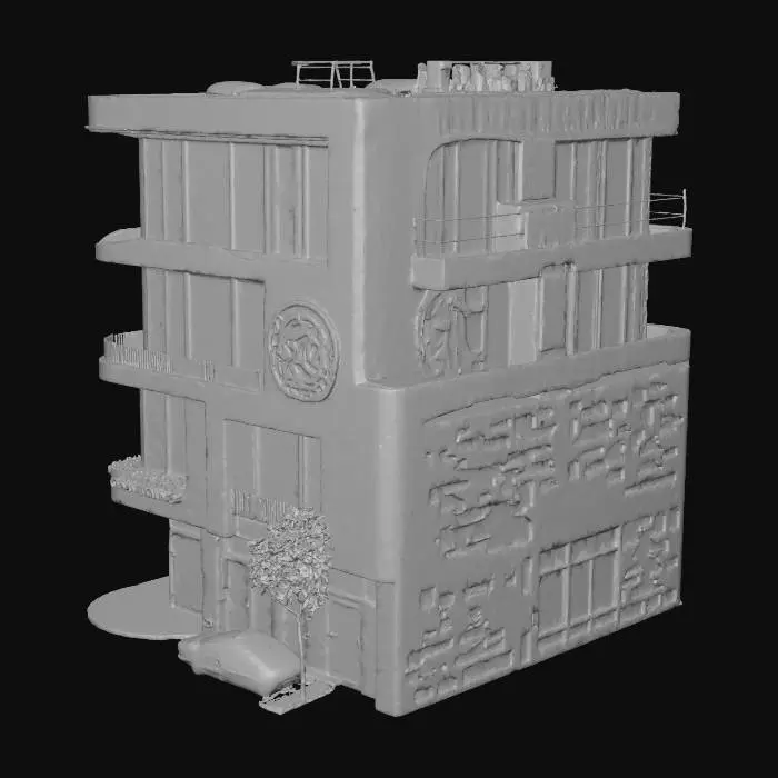 3D model for modern middle eastern shop building with neon signs low poly game ready