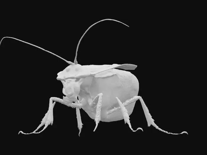 3D model for A Black and Blue Monster Cockroach in Bioluminicence light glowing from it
