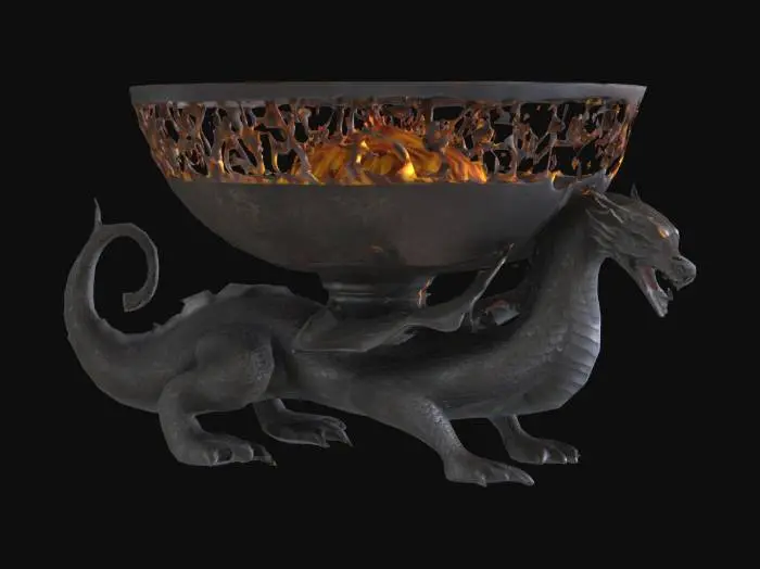 3D model for A metal Firepit bowl on a iron shaped dragon