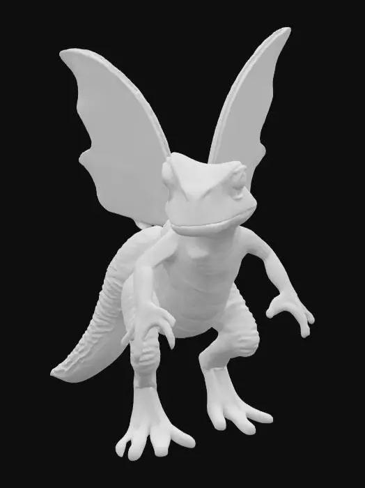 3D model for A mix of creatures with a T-Rex body, Frog Head, Fairy Wings, Glowing LED Armour, #fairy#