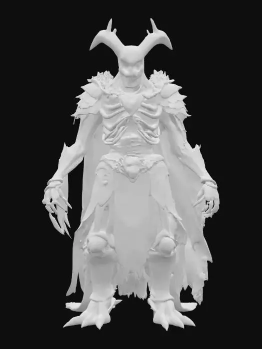 3D model for A Giant Draugr glowing with red magic from his hearth and eyes, skeleton, rotten, warrior