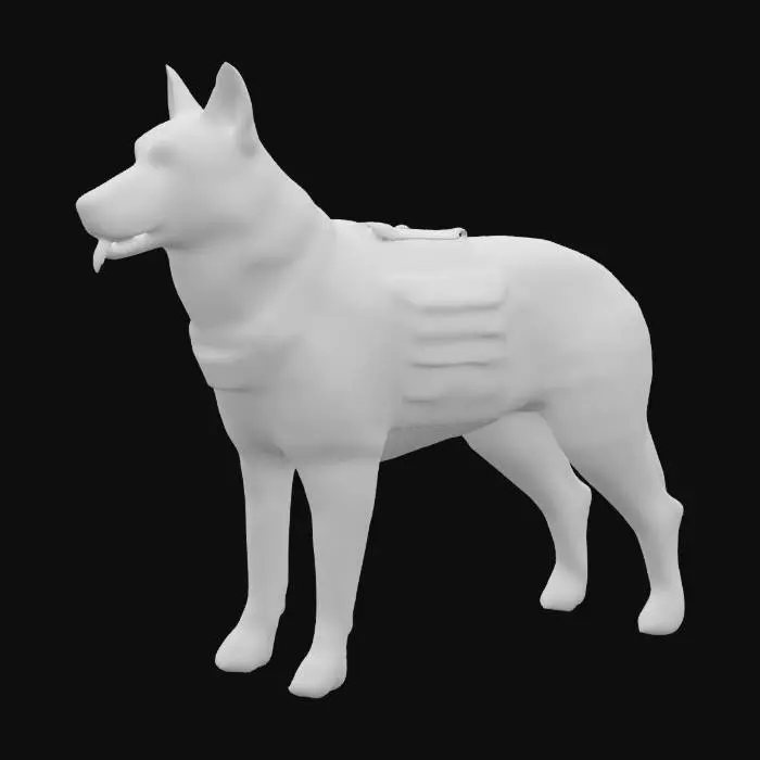 3D model for A Military K-9 German Shepherd with a camouflage vest, detailed game animal