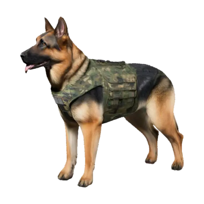 โมเดล 3D ของ A Military K-9 German Shepherd with a camouflage vest, detailed game animal สร้างโดย AI