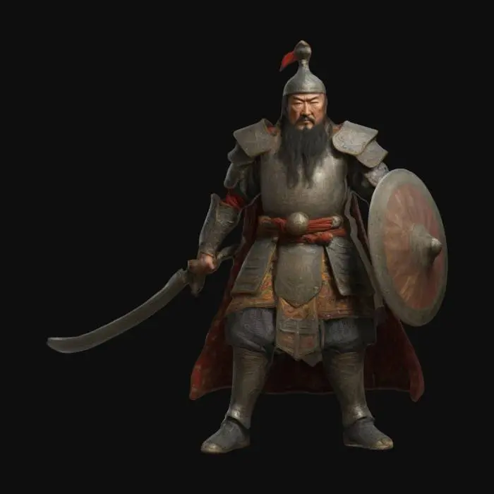 3D model for A realistic full body version in color of Genghis Khan in armour 