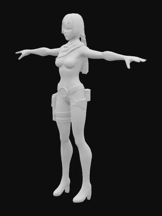 3D model for Faye Valentine in a t pose