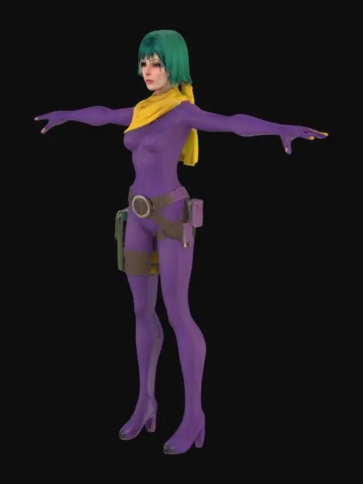 3D model for Faye Valentine in a t pose
