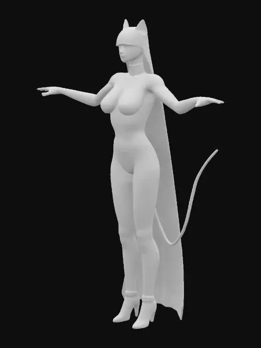 3D model for 1980's Catwoman in a t pose
