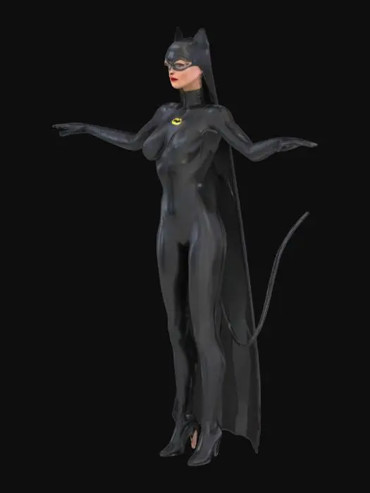 3D model for 1980's Catwoman in a t pose