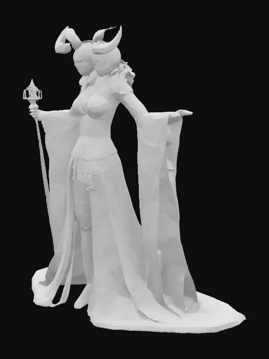3D model for A two headed gothic female mage in a t pose.