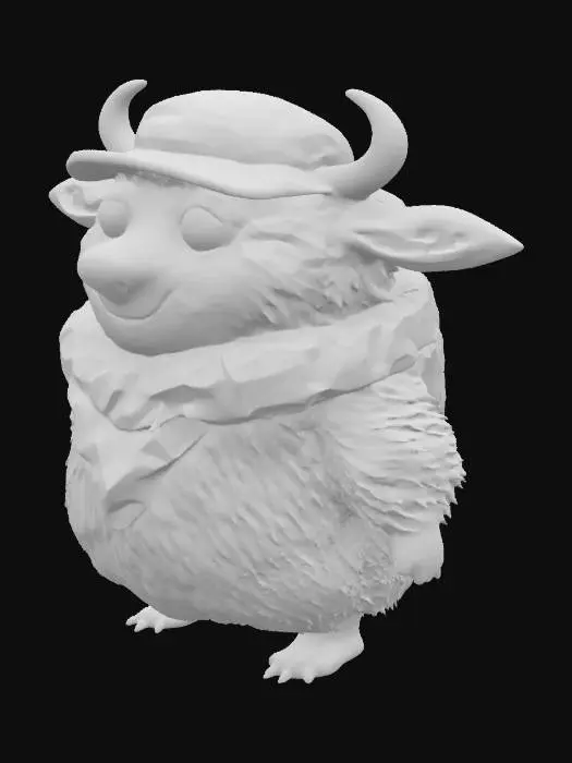 3D model for Create a cartoon of a live Scottish haggis with a long nose. Haggis will have small wings and small legs, wearing a tartan beret, #AroundTheWorld#