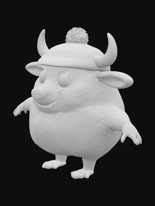 3D model for Create a cartoon of a live Scottish haggis with a long nose. Haggis will have small wings and small legs, wearing a tartan beret