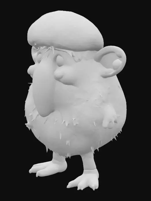 3D model for Create a cartoon of a live Scottish haggis with a long nose. Haggis will have small wings and small legs, wearing a tartan beret, #AroundTheWorld#