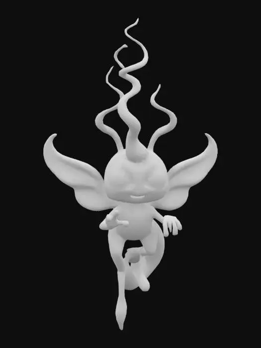 3D model for Magical wisp imbued with spirit energy and cute calm eyes