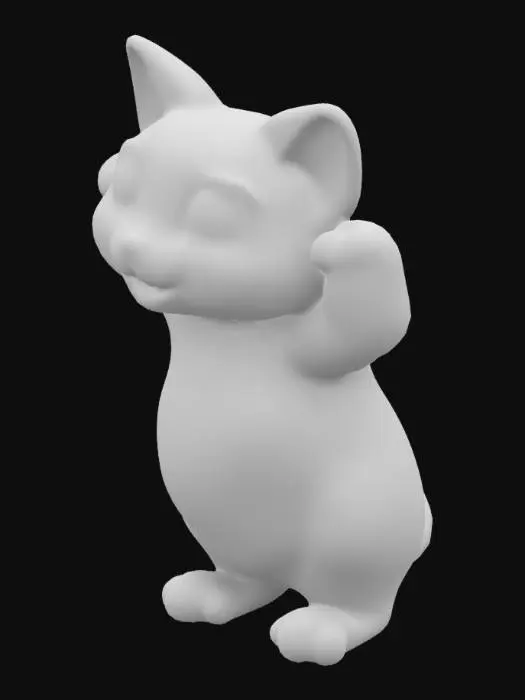 3D model for a statue of a cute cat doing hand standing