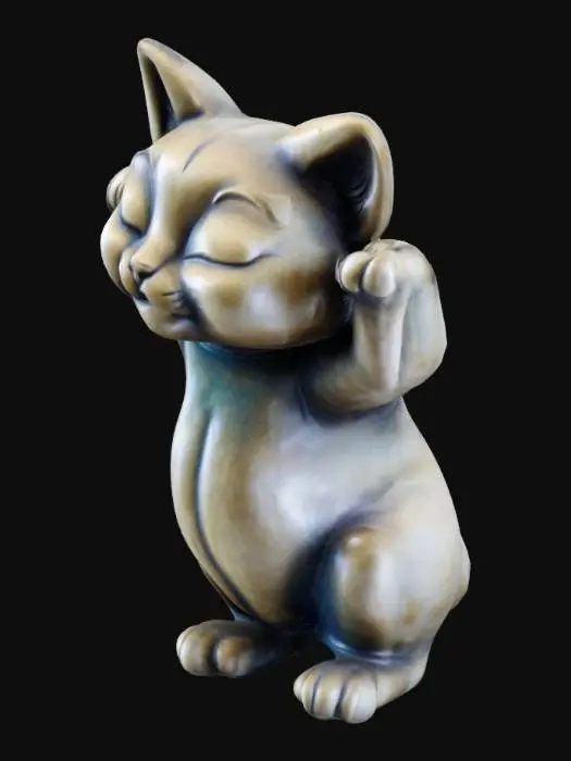 3D model for a statue of a cute cat doing hand standing