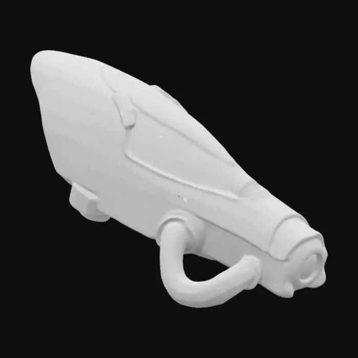 3D model for Generate a handheld alien shield device with a glowing force field emitter. Include intricate patterns on the handle, pulsating lights, and energy coils. The shield should have a semi-transparent energy dome with faint symbols floating on its surface.