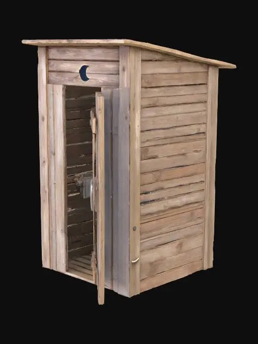 3D model for wooden outhouse with open door