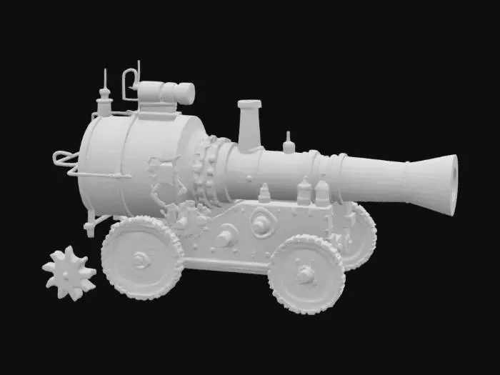 3D model for a field cannon fuse with a furnace.