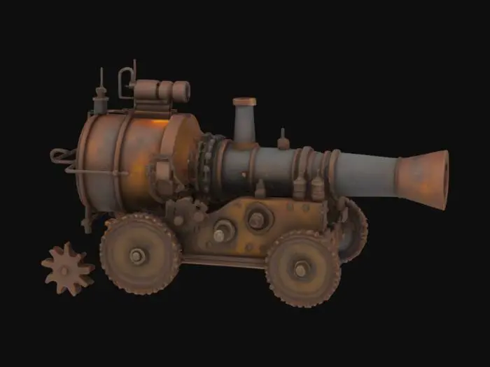 3D model for a field cannon fuse with a furnace.
