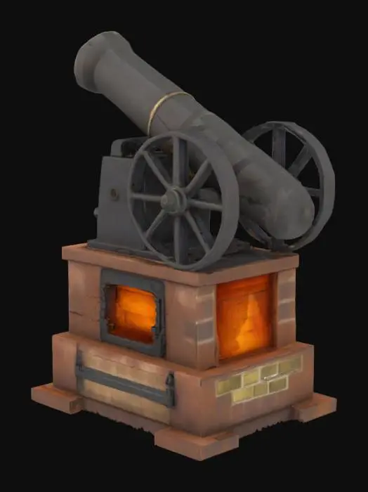 3D model for a field cannon fuse with a furnace.