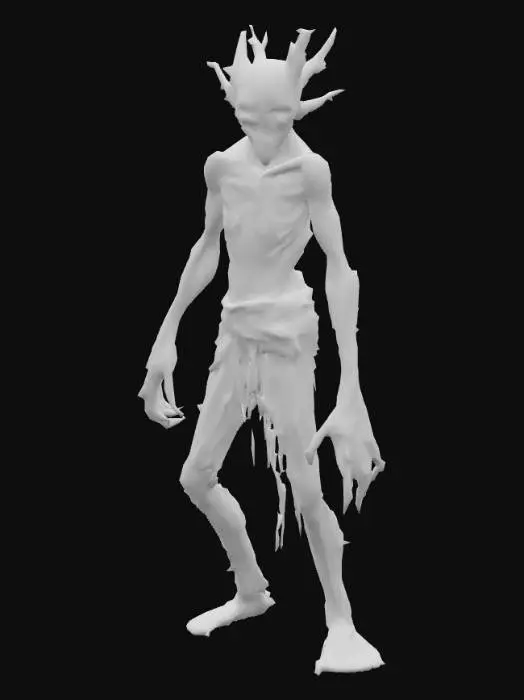 3D model for a zombie that has wart-like skin growths that resemble tree bark also known as tree man syndrome, as it hands being mace-like, due to the overgrown warts