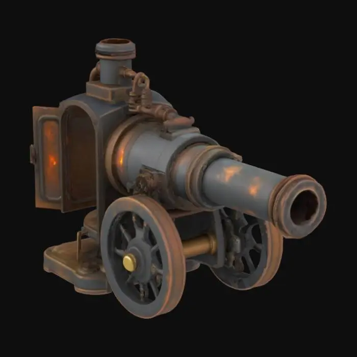 3D model for a field cannon fuse with a furnace.