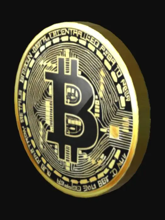 3D model for Moneda de Bitcoin con la B en el centro de la moneda en 3D realista con los relieves y lineas bien definidas