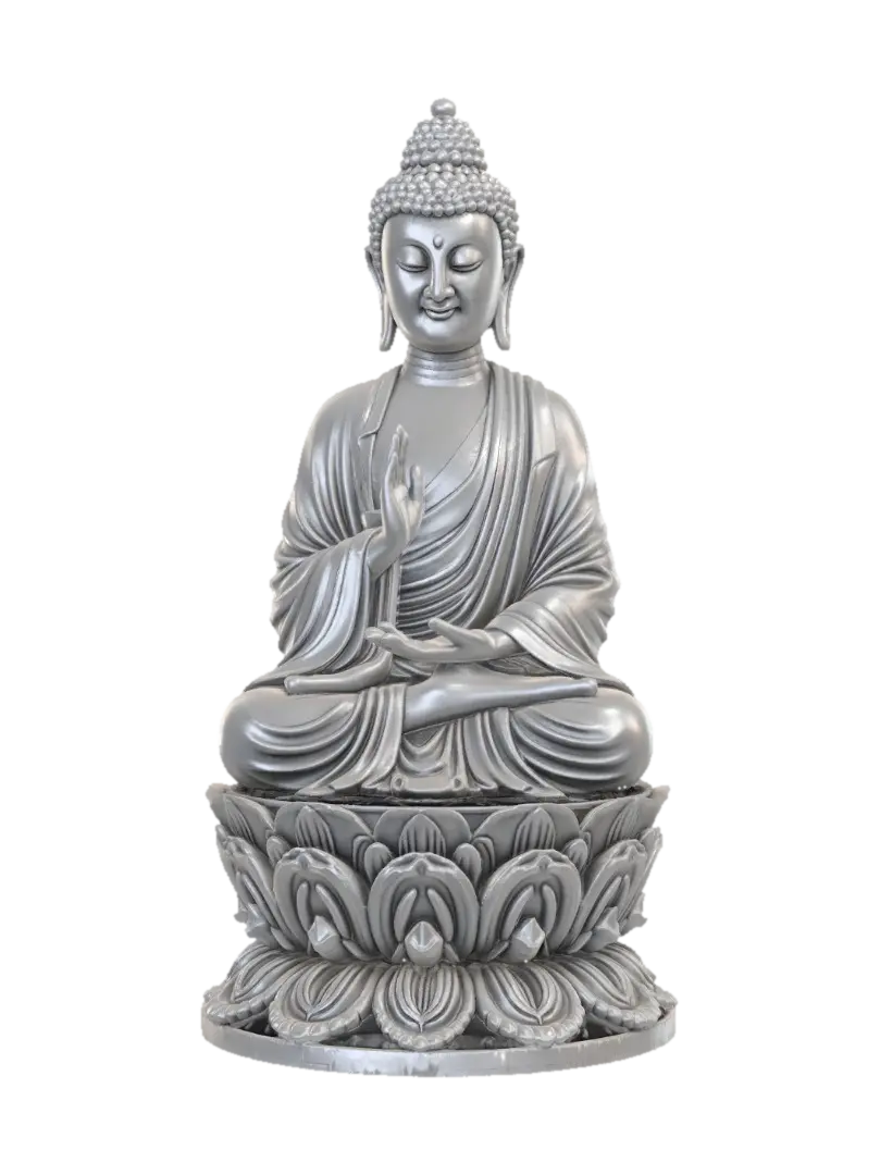 Create a highly detailed 3D printable Buddha statue in a serene lotus meditation pose… - Robes 3D model, vytvořený pomocí AI