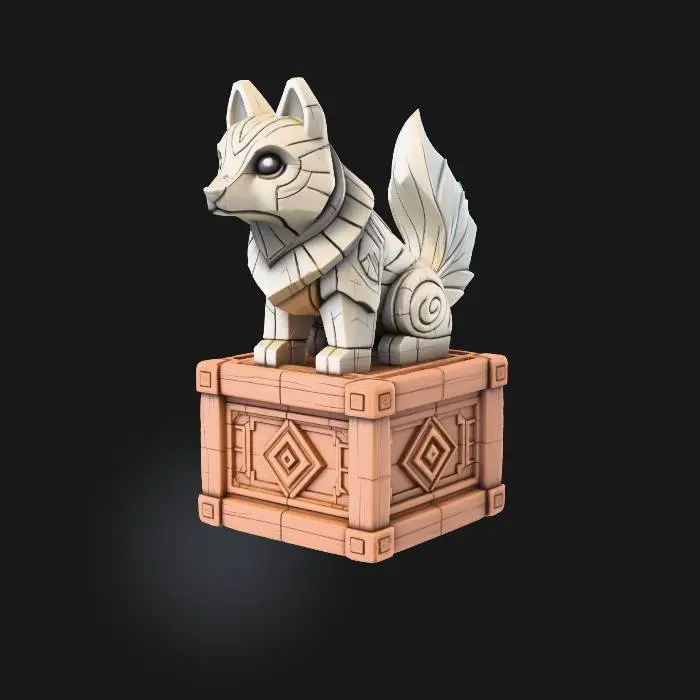 3D model for Wooden Fox Guardian