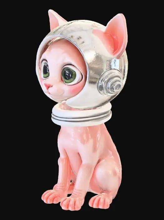 3D model for A Sphynx cat in an astronaut helmet.