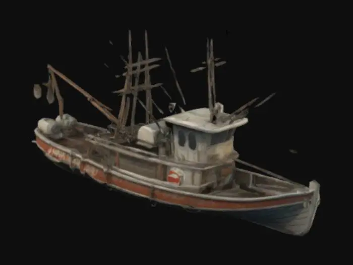 3D model for Stylised Floridian Fisher boat inspired by 1975 film JAWS. high quality,very detailed. 4k high quality dark textures.ready for enreal engine5. Ultra octane rendering 