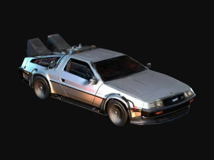3D model for Very detailed "DeLorean DMC-12 car " in the film " Back to the futur 2" style:1.9,Unreal engineer quality game ready caracter, ultra complex details for OctaneRender .should have a precise sharp edges and well-defined vertices. Ultra-realistic style, high quality.textured 4k:1.9