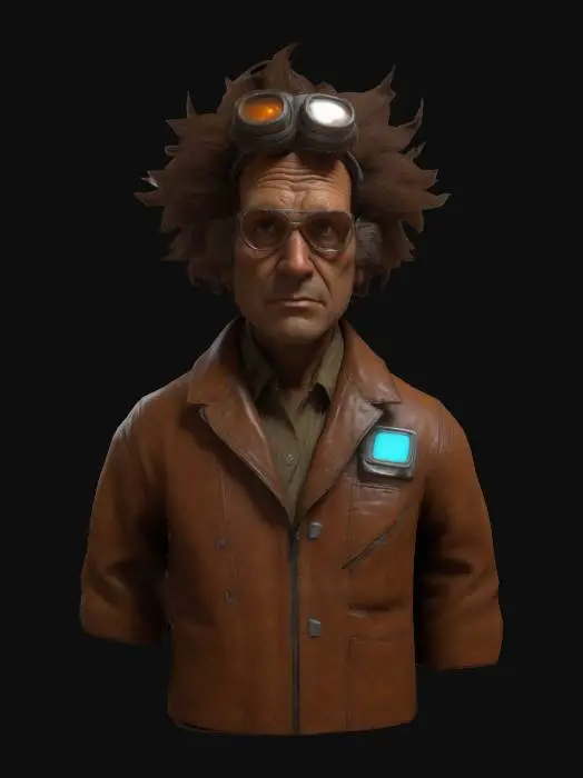 3D model for Very fun "doc hemet brown in the film " Back to the futur",Unreal engineer quality game ready caracter, ultra complex details for OctaneRender .should have a precise sharp edges and well-defined vertices. Ultra-realistic style, high quality.textured 4k:1.9