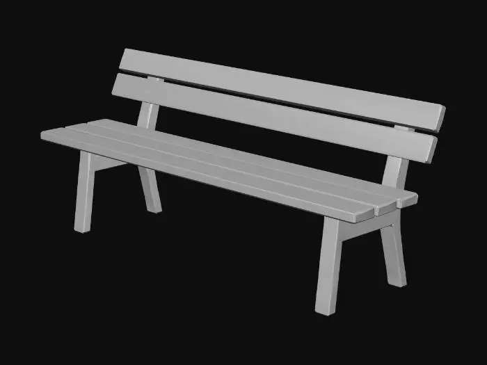 3D model for wooden park bench, 

simple design, 

peaceful and minimal, 

suitable for sitting and contemplating life