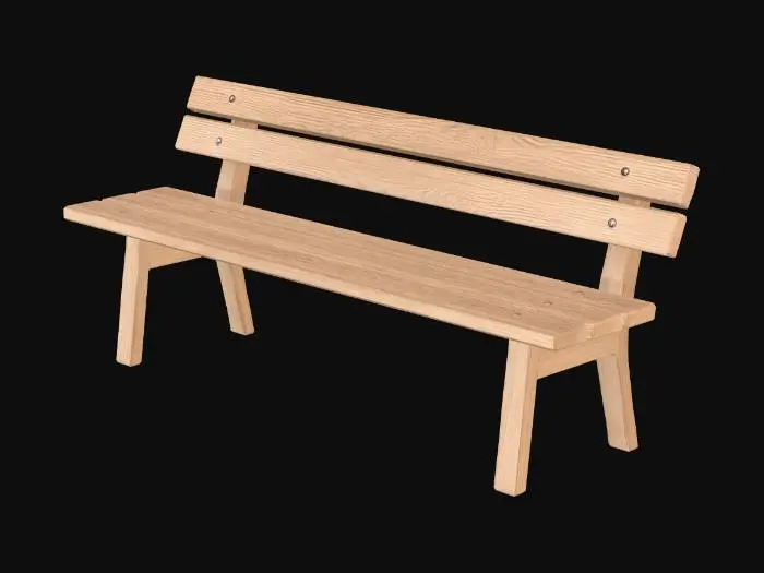 3D model for wooden park bench, 

simple design, 

peaceful and minimal, 

suitable for sitting and contemplating life