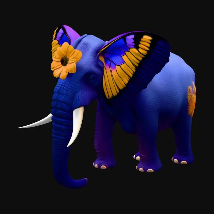 3D model for Winged Elephant in a Blooming Garden