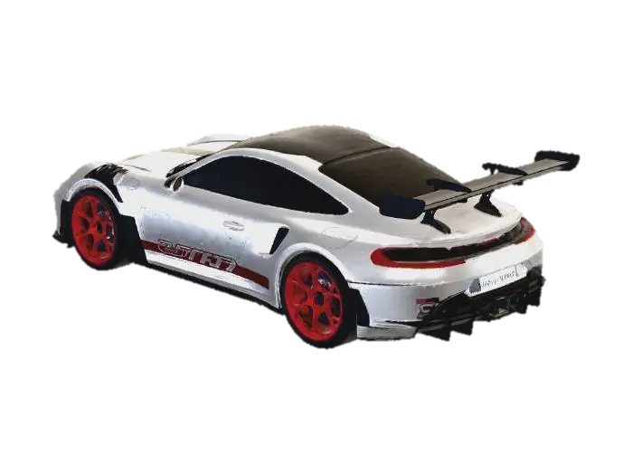 Modelo 3D de Porsche 911 GT3 RS in White with Red Wheels - Cars2, gerado por IA