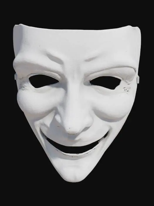 3D model for White theatrical mask - smile and sad expression