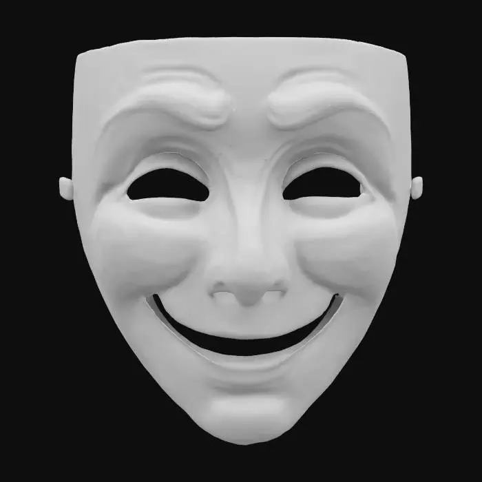 3D model for White theatrical mask - smile and sad expression