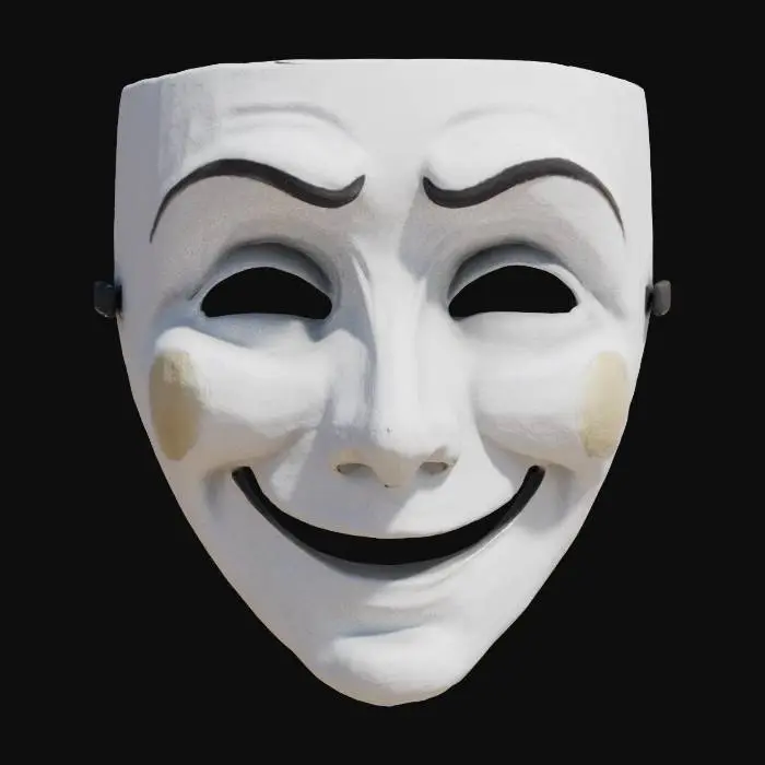 3D model for White theatrical mask - smile and sad expression