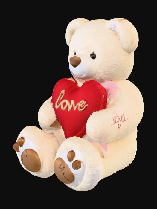3D model for une peluche/ourson assise qui tient un cœur avec écrit love dessus