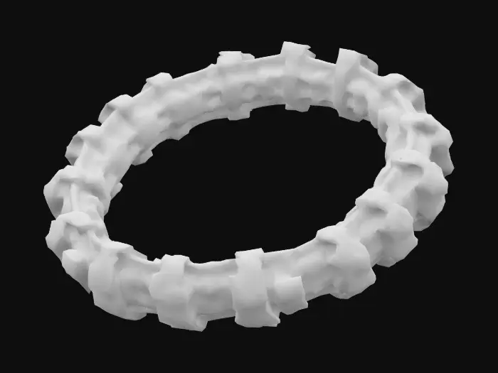 3D model for A twisted piece of exoskeleton plating, its servos locked in place. Sci-Fi, Industrial, Cybernetic, Ultra Realistic.