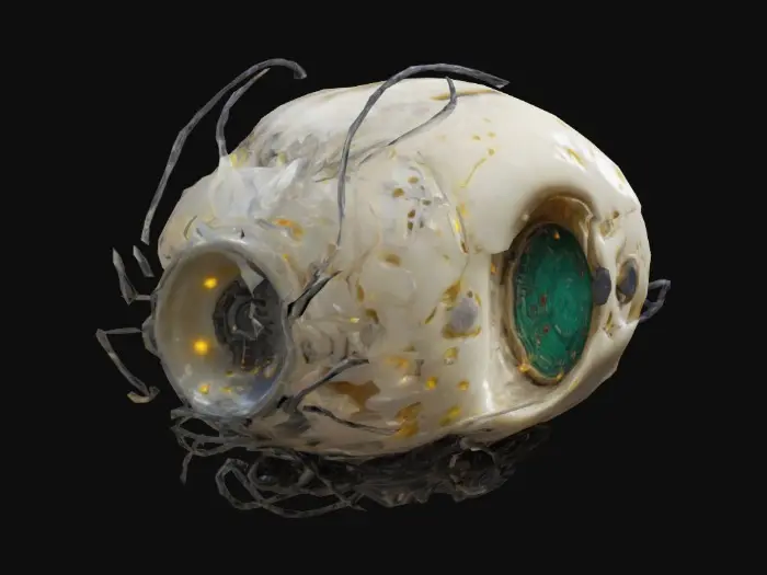 3D model for A damaged sensory enhancement device, its receptors non-functional. Sci-Fi, Cybernetic, Ultra Realistic.